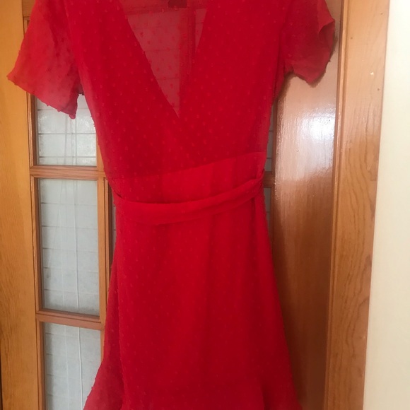 Red wrap dress size L - Picture 2 of 6